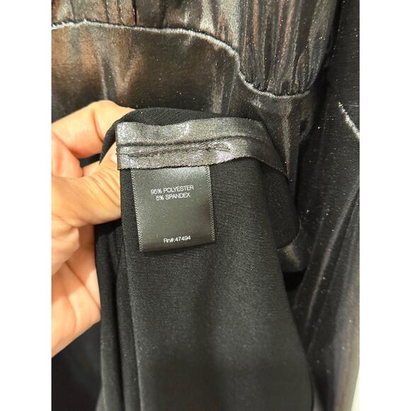 Norma Kamali Obie Split-Neck Lamé Midcalf Dress Metallic Bronze Womens Sze Small - Picture 5 of 5